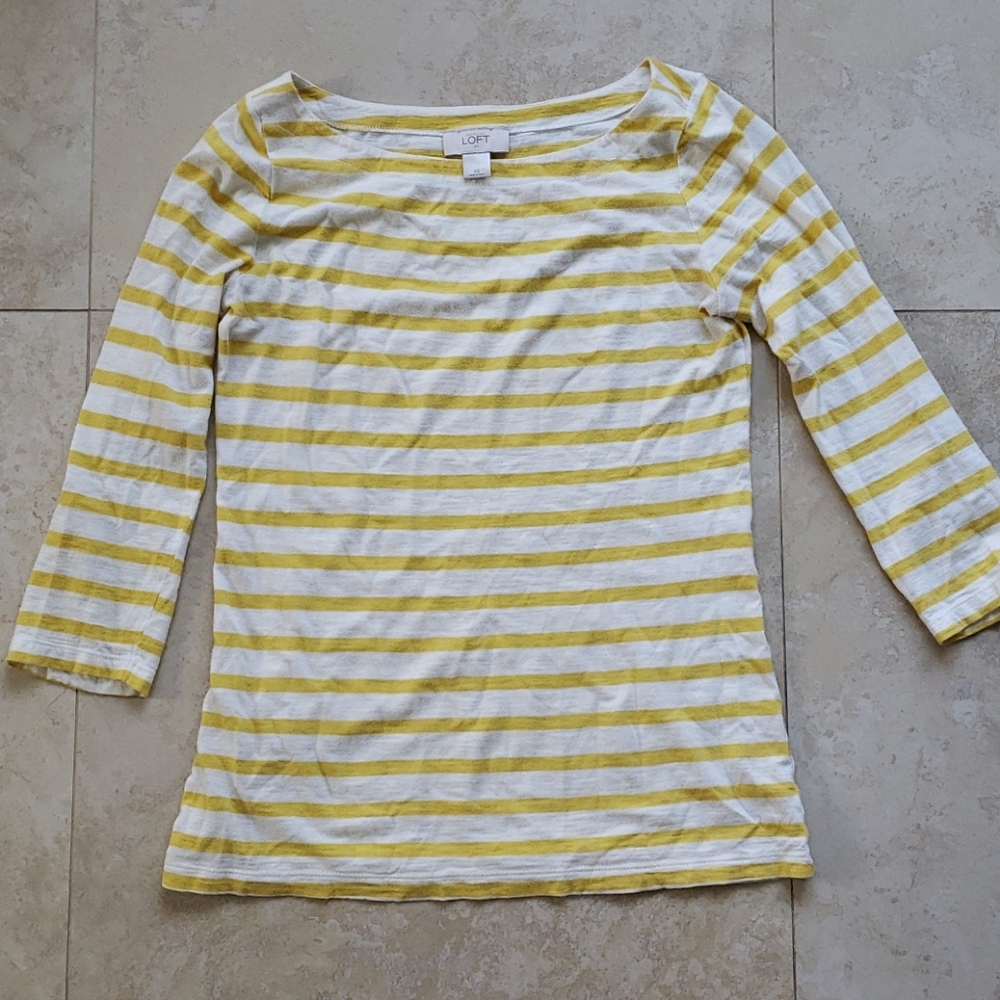 Loft by Ann Taylor. Size XS. Yellow & white stripe